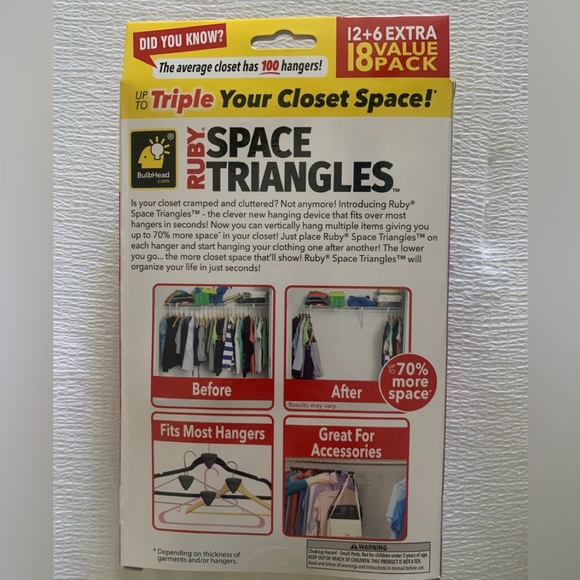 NIB Ruby - Space Triangles - 18 Value Pack - Closet Hangers - Space Savers - Picture 5 of 11